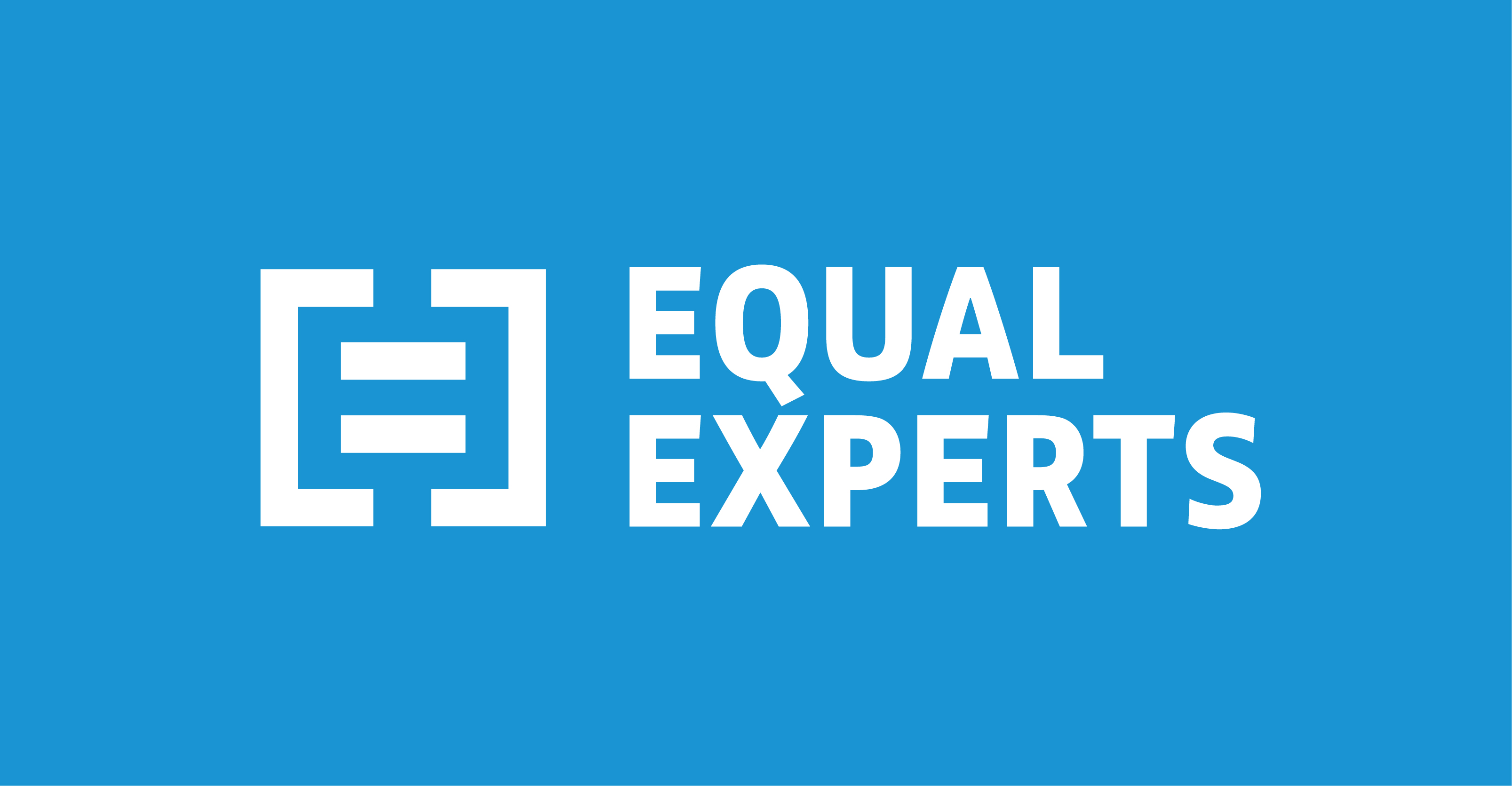 Equal Experts white logo on blue background
