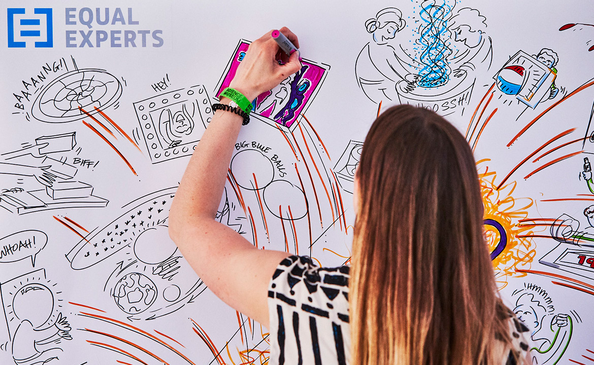 Woman drawing at Equal Experts conference
