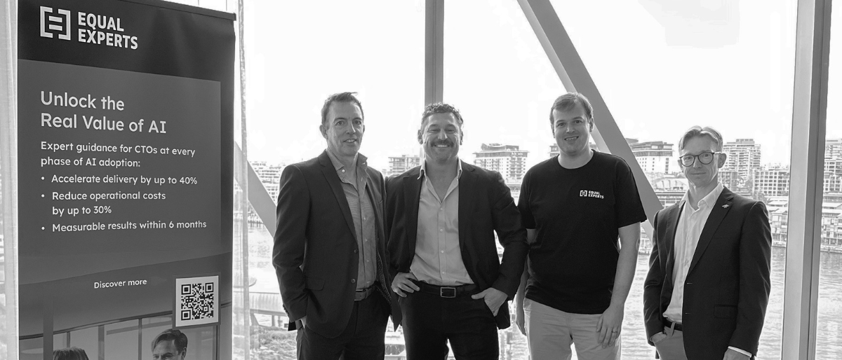 The Equal Experts Australia team at CTO Day Sydney 2026 - Andy Canning, Matthew Waugh, Nick Williams, Jonathan Milgate.